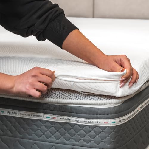 Cubrecolchón de matrimonio 165 x 190 x 5 cm de alto, corrector de colchón de espuma viscoelástica, desenfundable, dispositivo médico, fabricado en Italia 100 % - imagen 3