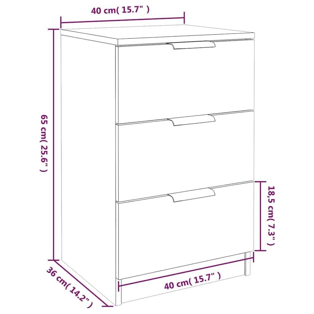 Stolik nocny z materiału drewnopochodnego 40 x 36 x 65 cm z 3 szufladami, nowoczesny stolik pomocniczy do sypialni, pokoju dziecięcego, salonu, kompaktowa szafka nocna z miejscem do