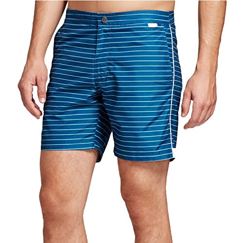 Ibiza Ocean Club Mens Swim Trunks (36, Horizontal Stripe Blue)