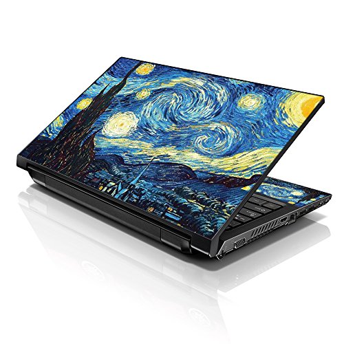 Image of LSS 15 15.6 Inches Laptop Notebook Skin Sticker with 2 Wrist Pads - Reusable Cover Protector Vinyl Sticker Cover Decal Fits 13 inch - 16 inch HP Asus Acer - Van Gogh Starry Night Design