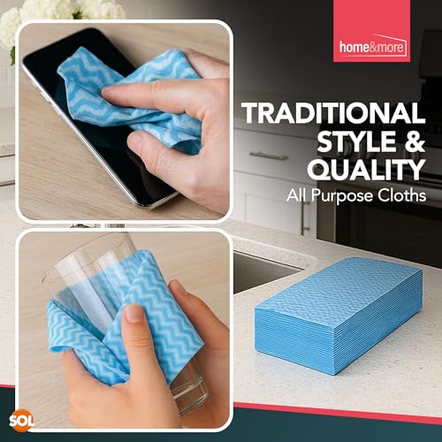 SOL 100pk All Purpose Clothes, 38x23cm Disposable Cleaning J Cloths Blue, Soft, Absorbent, Gentle & Reusable for Household and Professional Cleaning, Ideal for Polishing, Dusting, Washing Dishes - Image 5
