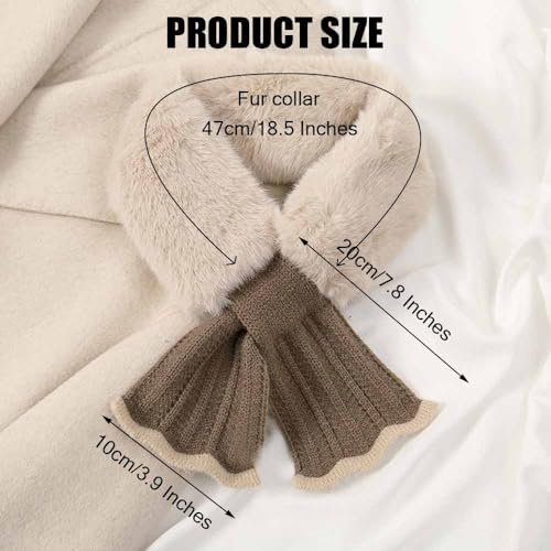 MIUPOO Women Winter Plush Scarf,Fur Scarf Neck Warmer,Womens Fur Collar Scarf,Furry Criss Cross Scarf,Black2