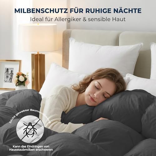 UNIKOME Bettdecke 135x200cm, Daunendecke Mit 100% Baumwolle Bettzug, Ganzjahresdecke Mit 1134g Daunen|Feder Füllung… – Ansicht 6
