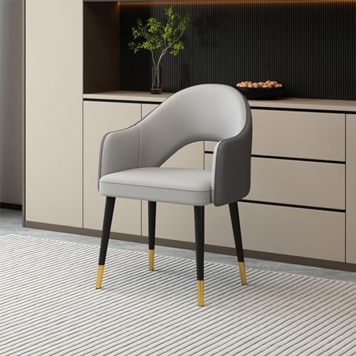 Juego de 4 sillas de comedor – Sillas gruesas acolchadas con respaldo alto con patas de metal – Elegante asiento con reposabrazos para sala de estar y salón