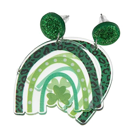 OATIPHO 1 Par Pendientes Trébol Pendientes De Aro De Plata De Ley Pendientes De Aro Chapados En Oro Smo Pequeños Pendientes De Aro Paseo Verde Pendiente De Fiesta De Trébol Acrílico Green