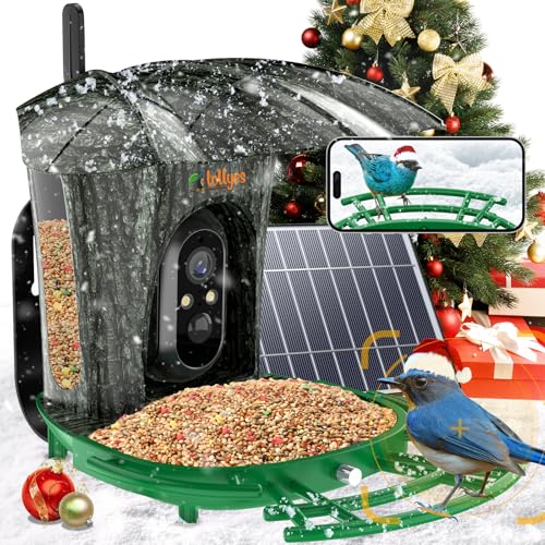 Smart Bird Feeder with Camera for Outdoor, Solar Powered Smart Bird House with Cam, AI Identify 11,000+ Species,Ideal Gifts for Families and Bird Lovers