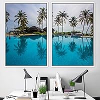 2 Piece Framed Canvas Wall Art Palm Tree Canvas Prints Home Artwork Decoration for Living Room,Bedroom - 16