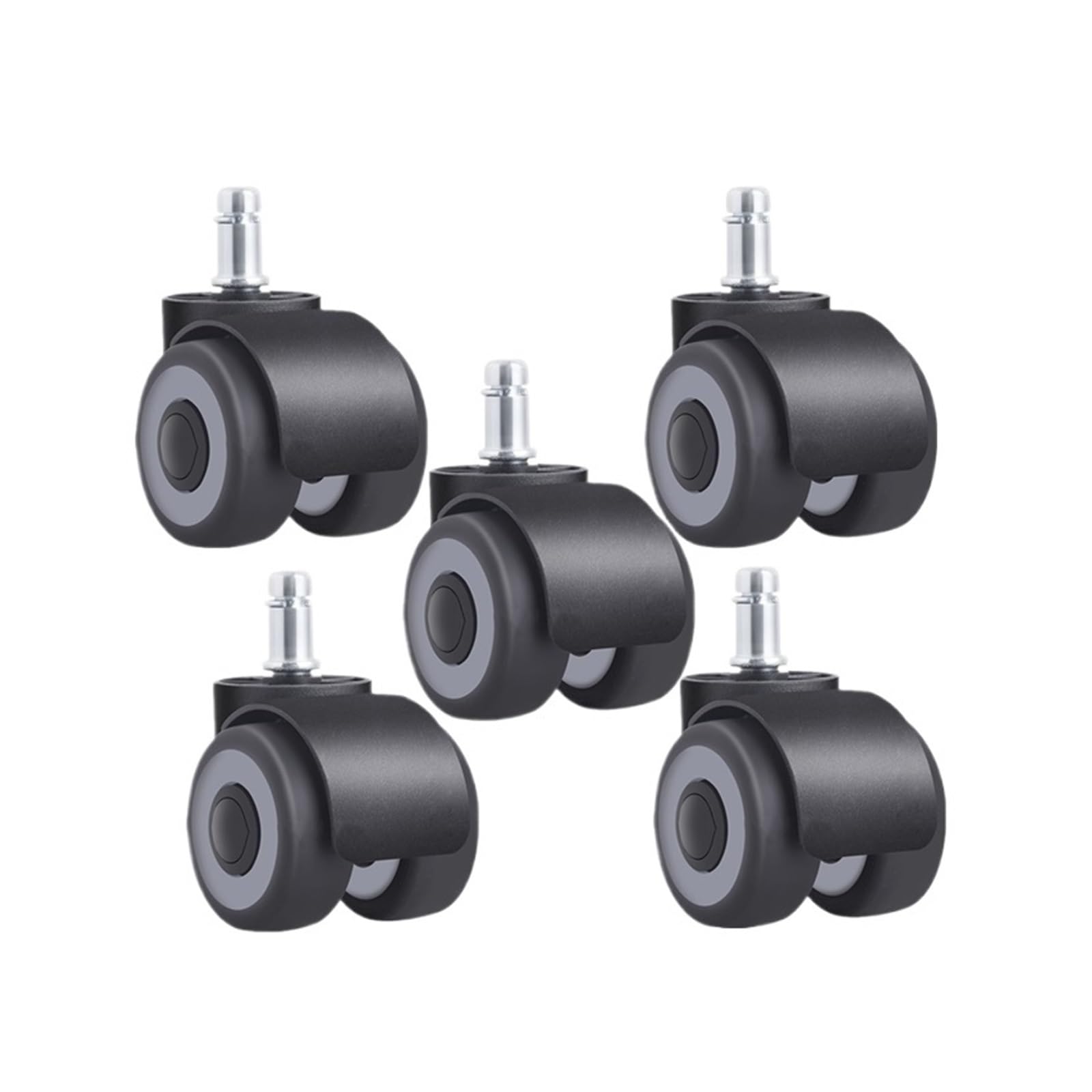 MXXDMOPD 5 Pieces/lot 2 inches 10mm/11mm TPR Silent Double casters Furniture clamp Spring Pulley Office Chair Universal Wheel(11mm)