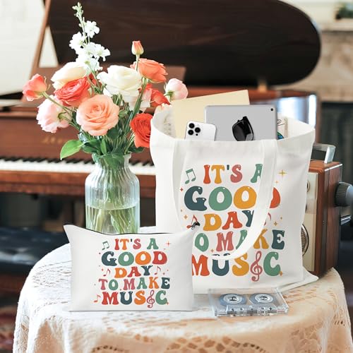 Image of Y1tvei Canvas Bags Gifts, Tote Bag with Makeup Pouch, Birthday Party Favors