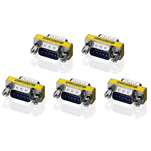 SIENOC 9 Pin RS-232 DB9 Male to Male Serial Cable Gender Changer Coupler Adapter (5 Packs of Male)
