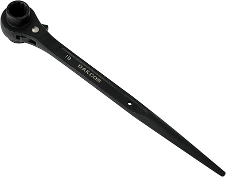 DAKCOS 19mm22mm OR 3/4"7/8" 12 Point Double Ended Socket Ratcheting Podger Scaffold Spud Wrench,Black