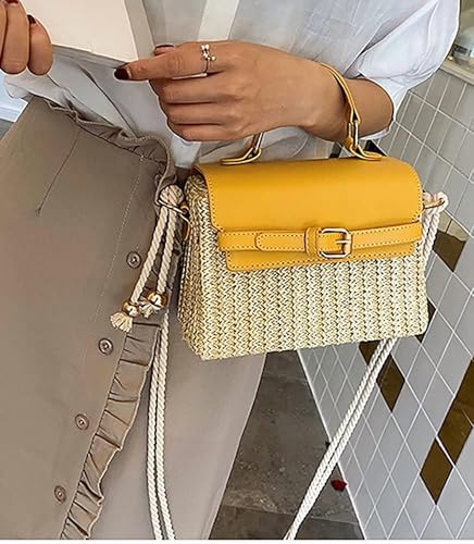 Bolso tote casual de playa tejido en paja miniatura 3