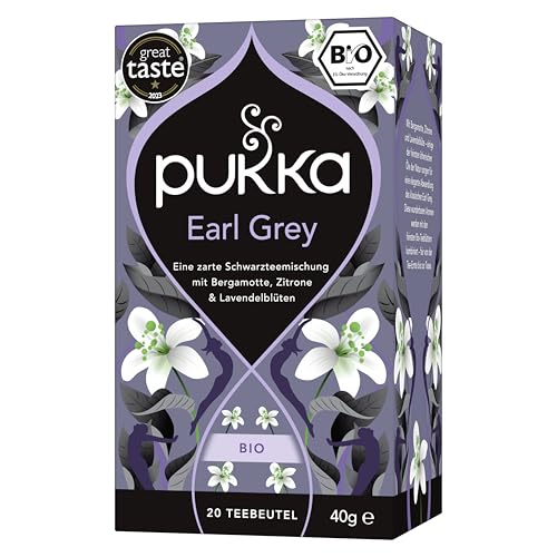Pukka | Bio Schwarztee Earl Grey | Mit Bergamotte Zitrone & Lavendelblüten | Für eine Tasse Tee mit zeitloser Eleganz | 1er Pack | 20 Teebeutel