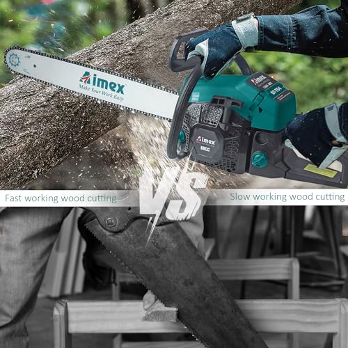 Image of Aimex DT-754 Pro 68CC Powerful 2 Stroke Handed Petrol Chain Saw, Wood cutting Saw for Farm, Garden and Ranch with 2 Chain Stainless Steel Guide Bar Tool Kit (22 Inch)