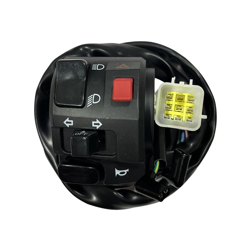 Interrupteur de guidon gauche moto 22mm avec bouton klaxon clignotant et antibrouillard noir