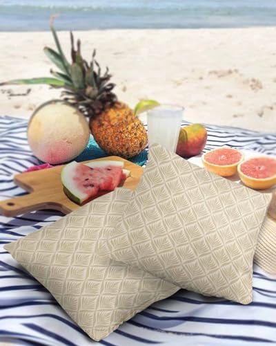 Edwiinsa Yellow Geometric Floral Outdoor Pillow Covers Waterproof,All Weather Cushion Case Set of 2 Decorative Pillowcases for Sofa Couch Bed Decor Patio Furniture 18