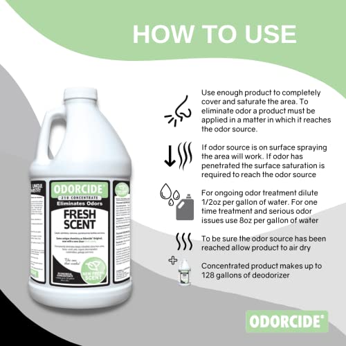 Odorcide Odor Eliminator Concentrate: Odor Eliminator For Strong Odor On Carpets, Hardwood & More - Smoke, Sweat & Pet Odor Eliminator For Home W/Non-Enzymatic Formula, 64 Oz #TOP1