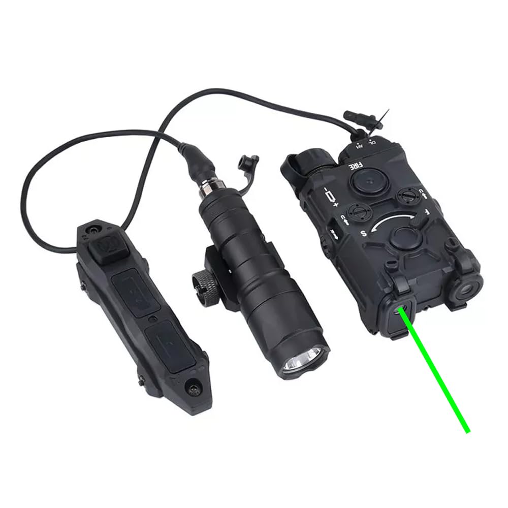Nylon Box Aiming OG Laser Sights(with Red/Green/Blue Laser+IR Laser+White Flashlight), & M300A Strong LED Flashlight, & New Modular Dual Wire Remote Pressure Switch(SF+Crane Plug) Combo,Black