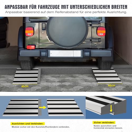XARILK Modulare Aluminium-Türschwellenrampe, Rollstuhlrampe für Haustüren und Stufen, verstellbar und rutschfest, Bordsteinrampe für Rollstühle, Kinderwagen usw., Tragkraft 500 kg (10,2 cm Höhe)