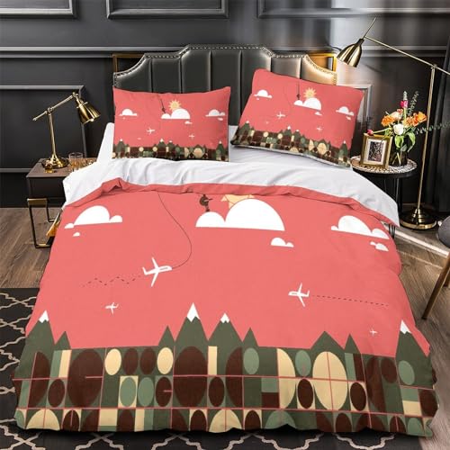 Housse de couette avion 200x200cm anti-plis en microfibre avec zip - 4