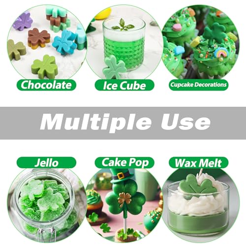 Webake Shamrock Ice Cube Mold Silicone, 8-Cavity Leaf Clover Mold for Ice Cube, Chocolate, Cupcake Decorations, Jello, Great for St. Patrick Day, Irish Holiday, Daily, Pack of 3 by Webake - Image 2