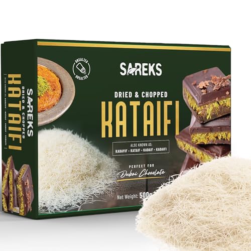 Kataifi Shredded Fillo Dough 500g (17.6 oz) – Dried Chopped, Unsalted, Plant-Based | For Dubai Pistachio Chocolate Bar, Kunafa, Knafeh, Kadayif | Phyllo Pastry by SAREKS