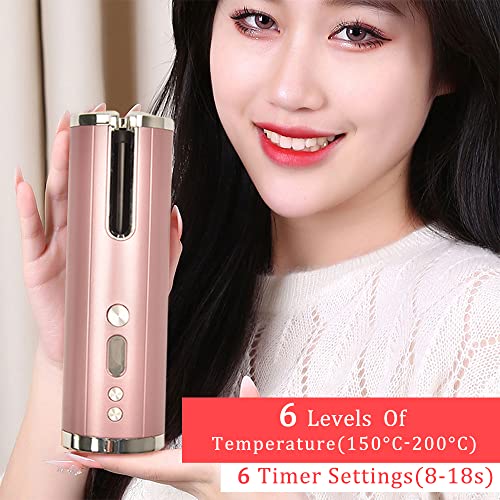 Hair Curler, Automatic Curling Iron With Adjustable Lcd Temperature Display Timer Settings, Portable Usb Wireless Rechargeable Curling Wand For Travel, Home (C) #TOP2