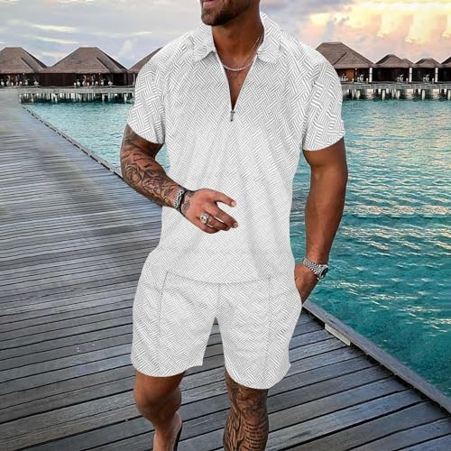 Tenue décontractée légère été pour homme : ensemble rayé zippé