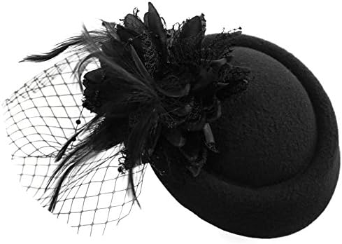 Pillbox Fascinator Hat for Women Weddings Bird Cage Veil Clip