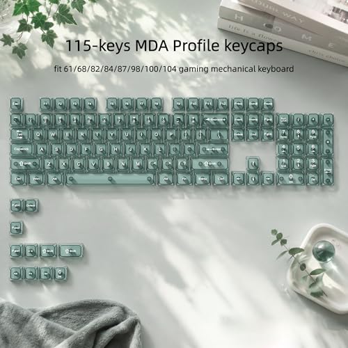 Image of dagaladoo Mint Green Clear keycaps,Transparent Keyboard keycaps,Jelly Key caps Set,Shine Through keycap，MDA Profile Keyboard caps for Mx Switches Mechanical Keyboard(115key)
