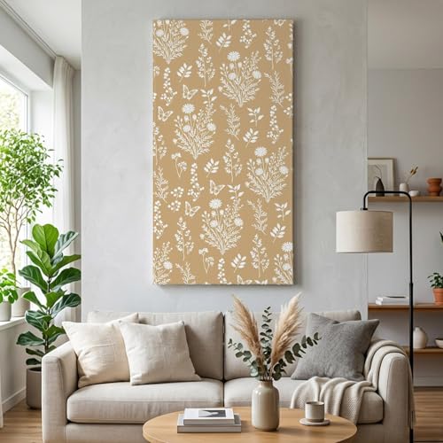 Beige Botanical Wall Art for Living Room Bedroom, Canvas Art