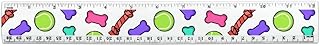 Doggie Chew Toys Bone Rope Tennis Ball Pattern 12 Inch Standard and Metric Plastic Ruler