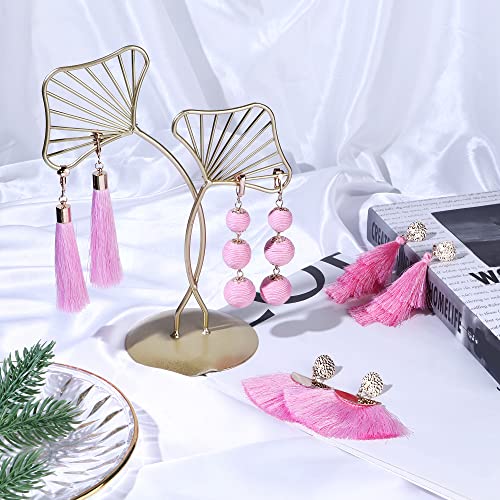 Fasacco Pink Tassel Earrings For Women Clip On D Angle Earring Long Thread Tassel Earrings Handmade Bohemian Statement Tassel Earrings Non Piercing Earrings #TOP4