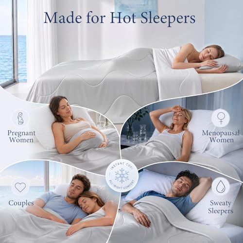 Image of Cooling Comforter for Hot Sleepers, Twin 68x90, Black | Cooling blanket feel, Q-Max >0.4 cool touch, double-sided cooling, Sorona fill, for night sweats, lightweight & breathable