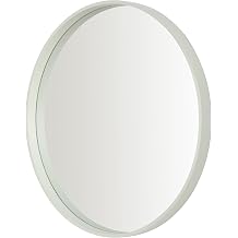 Sage Green Round Wall Mirror, 50cm, Wooden Deep Framed Circle Mirror