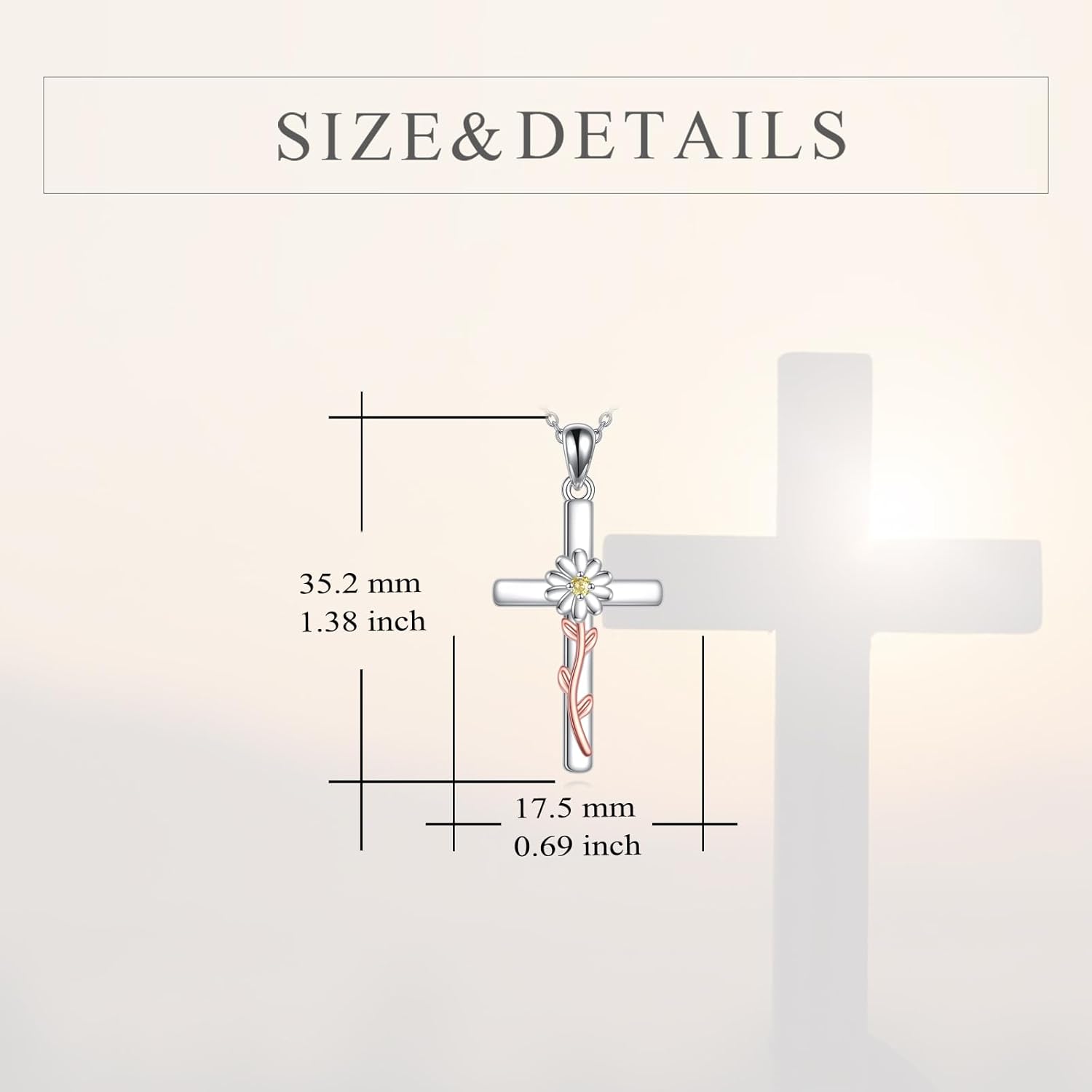 Daisy Cross Necklace for Women 925 Sterling Silver Pendant Daisy Necklaces Christian jewelry Gifts - Image 5