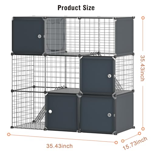PAWING Gaiola multifuncional interna para gatos com caixa de areia gaiola externa para gatos com cas