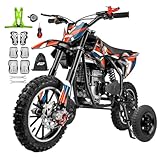 FRP FDB-OGM40 40CC Kids Dirt Bike with Training Wheels Kit, 4-Stroke Gas Powered, 20 MPH Max Speed, Front & Rear Disc Brakes, Compatible with 5.9'-10' Ground Clearance, 132 LBS Capacity,Red