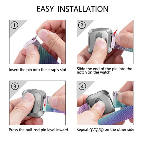 Faliogo metalen band compatibel met Fitbit Versa band/Fitbit Versa 2 band, roestvrijstalen vervangende polsband… - Image 8
