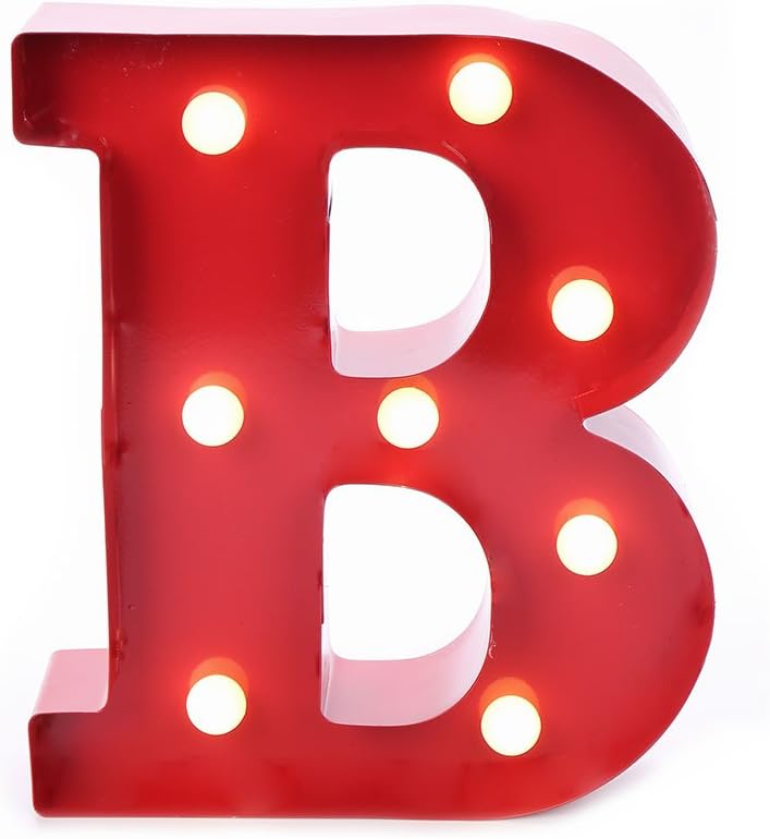 GL04 Red Hanging 3V Vintage Metal Rustic Led Letter Light (B)