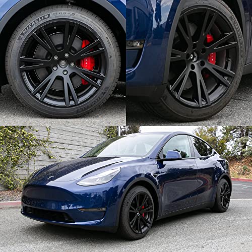 Mayde 19-Inch Hub Caps Fits 2020-2022 Tesla Model Y, Replacement Wheel Covers (Set Of 4, Matte Black) #TOP1