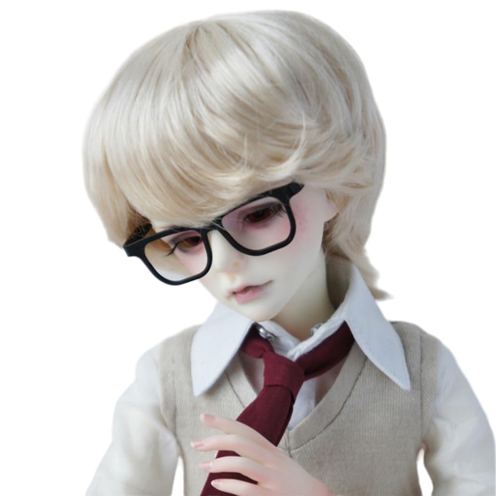 TTYAO REII BJD Wig 1/8 Ball Jointed Doll Wig 5-6 Inch Girls SD Dolls Hair Heat Resistant Short Hair Not for Human (Platinum)