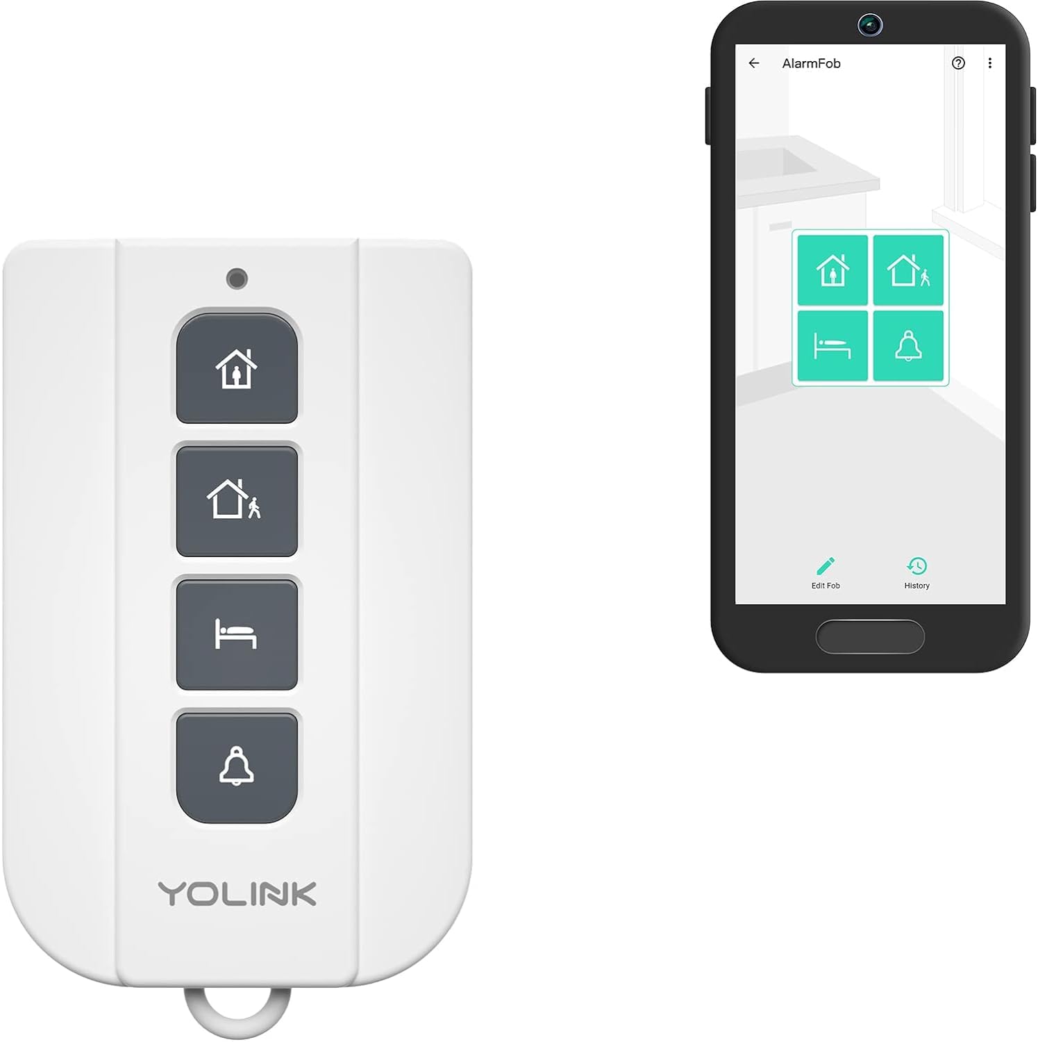 YOLINK AlarmFob Smart Security Fob - Arm/Disarm, Panic Button, Siren Control & More, LoRa Extreme Long (up to 1/4 Mile Open-air) Range (Hub Required for Full Functionality)
