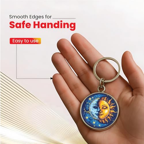 Image of MG | Protective Evil Eye /Spiritual Symbols /Om /Motivational Keychains | Double-Sided Metal Key Ring | Good Luck and devine Charm for Car, Bike, Home & Office