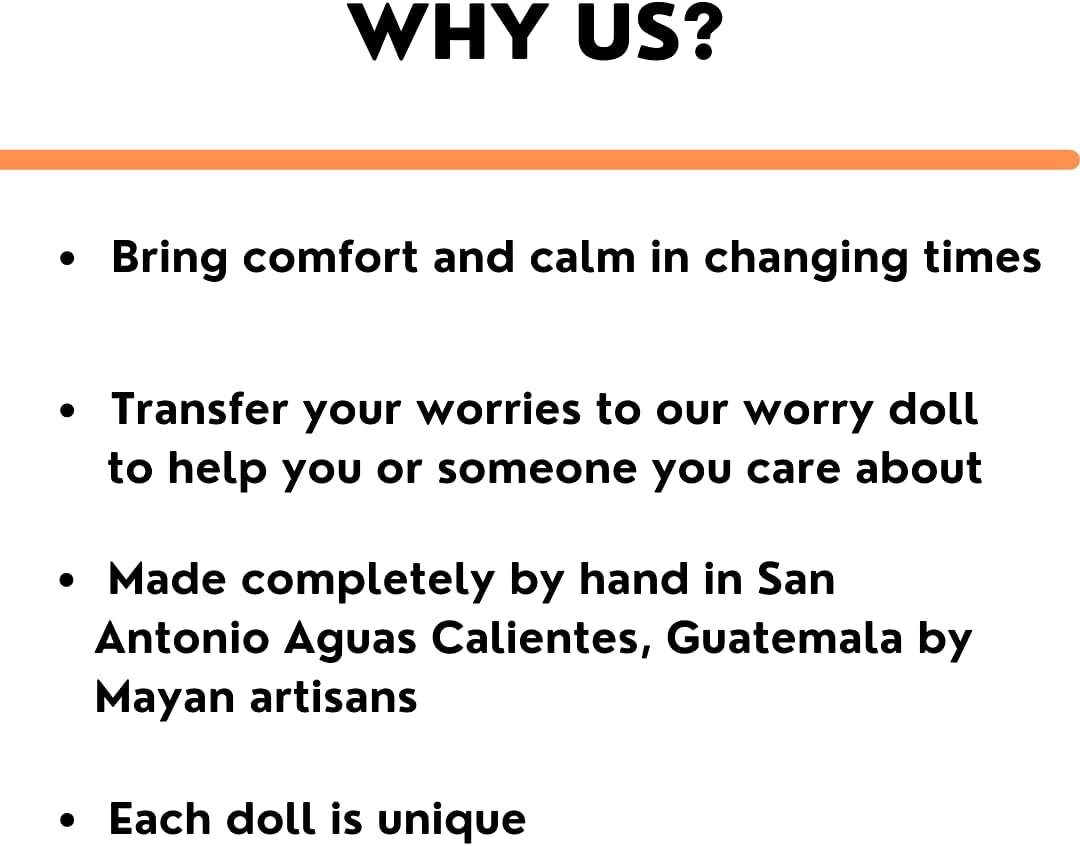 Sam & Nala Worry Dolls, Personal Worry Eater Doll from Guatemala, Completely Handmade from Guatemalan Fabric, Bring Comfort and Peace to Everyone You Care About (Cat, 3 Pack)