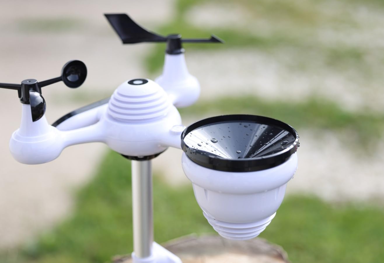 Kerbl Digitale Wetterstation 7 in 1 - WiFi, weiß/schwarz, Funk-Wetterstation, Regenmesser, Kunststoffgehäuse, Landwirte, Hobbygärtner | Weiß/Schwarz, Funk-Wetterstation mit Regenmesser, für Landwirtschaft, Garten und Wetterbeobachtung