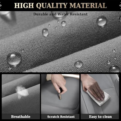 Image of Coverado Chevy Silverado Oxford Seat Covers Full Set, Fit for Silverado GMC Sierra 2007-2013 & 2019-2026 1500, 2020-2026 2500HD 3500HD Crew Double Extended Cab(Flat Front&Flat Rear, Gray)