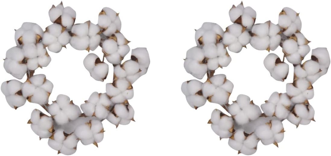 BESTOYARD 10-Inch Cotton Flower Garland Dried Wreath for Wall Door Window Decor Small Round Artificial Flower Garland for Farmhouse Wedding Party Home Decoration