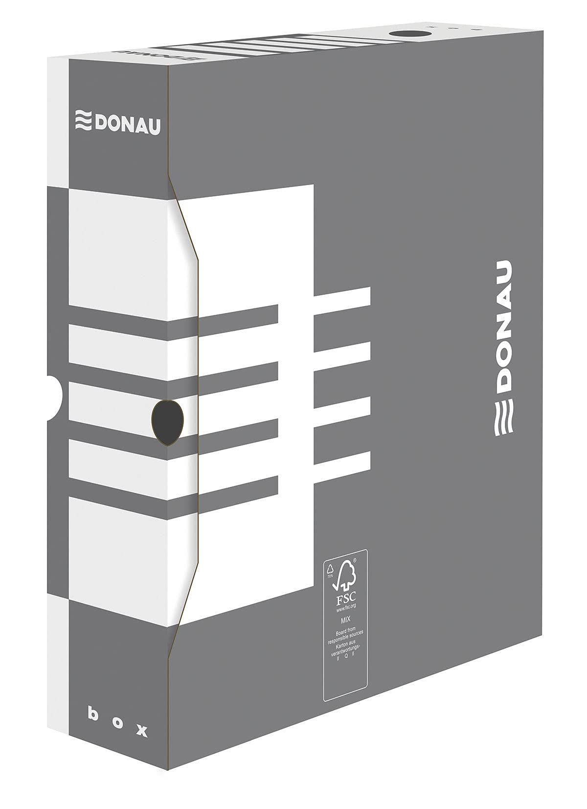 DONAU 7660301FSC-13 - Caja archivadora (cartón reciclado, 20 unidades, A4, 80 mm de ancho), color gris