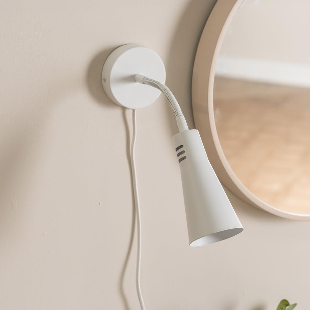 ValueLights | Plug in White Flexible Gooseneck Wall Lights | Reading Lights, Home Décor & Improvement Essential